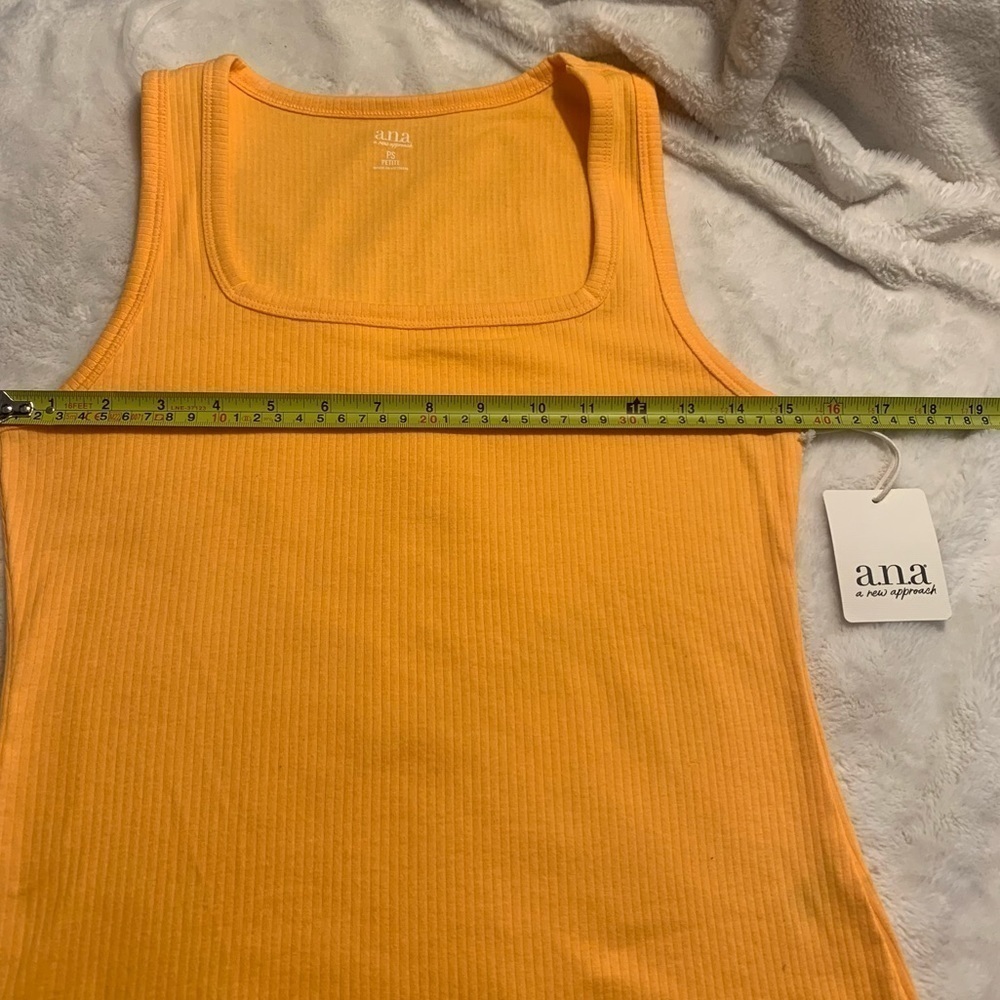 NWT a.n.a. Tank Top PS Petite Small Mango Orange Ribbed Straight Neck Cotton - Picture 10 of 12